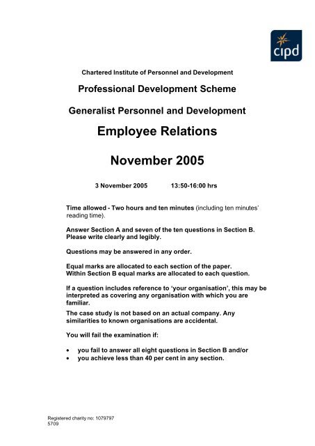 Employee Relations November 2005 - CIPD