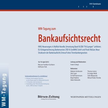 Bankaufsichtsrecht - WM Seminare