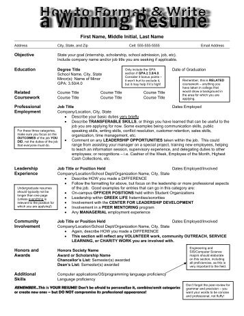 How to Format & Write a Winning Resume - Career Center