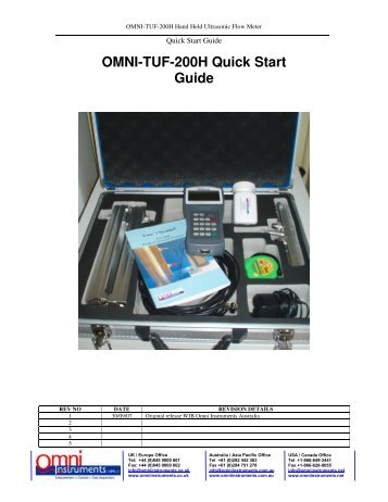 OMNI-TUF-200H Quick Start Guide - Omni Instruments