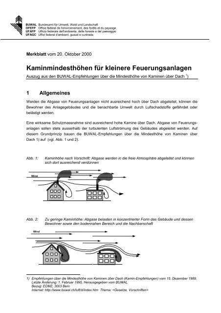 KaminmindesthÃ¶hen fÃ¼r kleinere Feuerungsanlagen - BAFU - CH