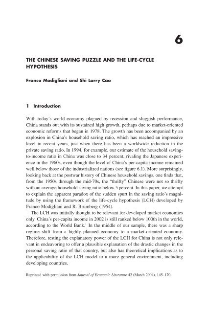 "Life Cycle" Hypothesis of Saving: Aggregate ... - Arabictrader.com