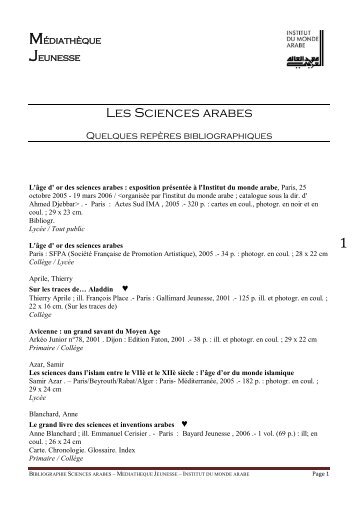 Les Sciences arabes - Institut du Monde Arabe