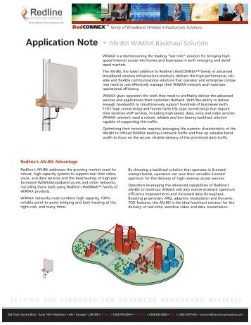 Application Note - AN-80i WiMAX Backhaul Solution