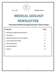 International Medical Geology Association Taiwan Chapter Contents ...