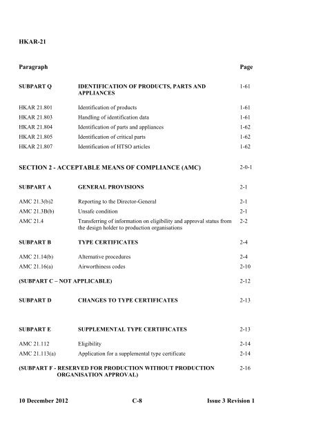 HKAR-21 Certification of Aircraft and Related Products, Parts and ...