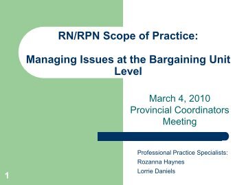 Presentation - RN/RPN Scope of Practice - Ontario Nurses ...