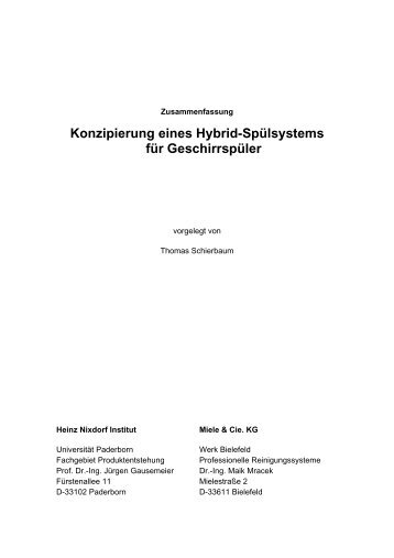 Konzipierung eines Hybrid-Spülsystems für Geschirrspüler - GfSE