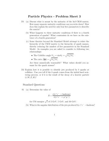 Particle Physics - Problem Sheet 3