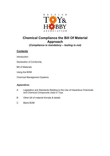 chemical compliance â€“ the bill of materials
