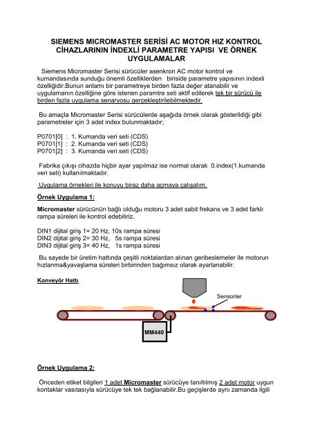 Micromaster Parametre İndex Özelliği TR - Teknika Otomasyon