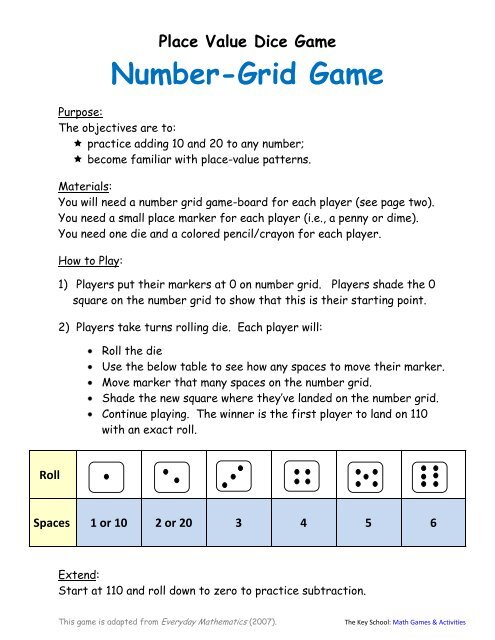 Number-Grid Game - Key School