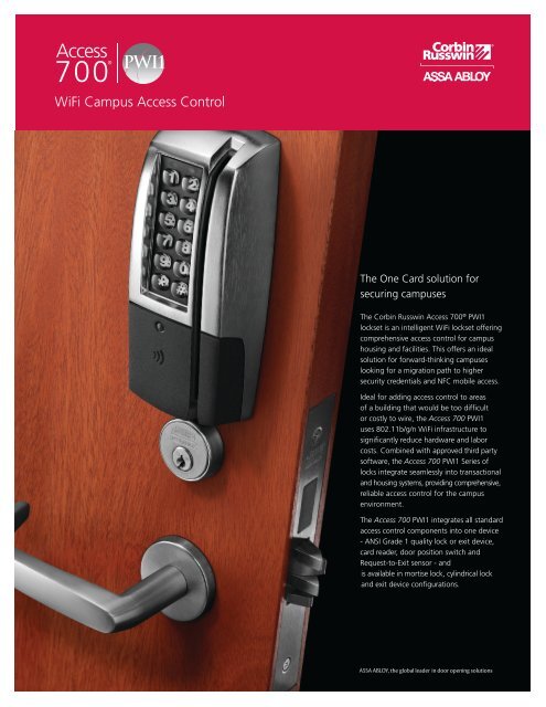 Corbin Russwin Access 700 Pwi1 Sell Sheet Pdf Access Control