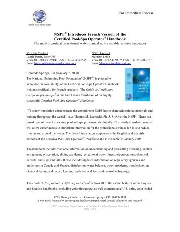 NSPF Introduces French Version of Certified Pool-Spa - National ...