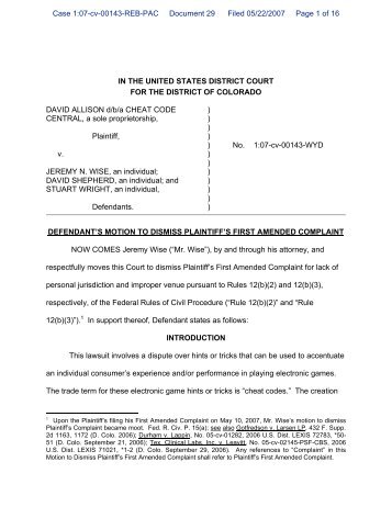 Motion to Dismiss Amended Complaint - Mudd Law Offices