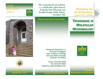 techniques in Molecular Microbiology - Kentucky State University