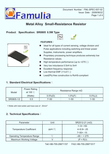 Power Metal Strip Resistors, Low Value, Surface Mount