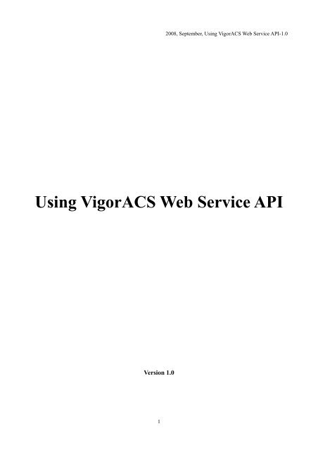 Using VigorACS Web Service API - Draytek