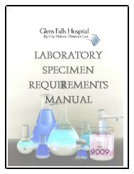 Laboratory Specimen Requirements Manual - Glens Falls Hospital