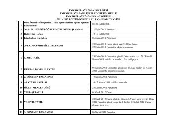 2011 - 2012 eÄitim Ã¶Äretim yÄ±lÄ± Ã§alÄ±Åma takvimi