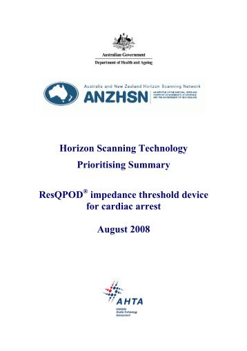 ResQPOD impedance threshhold device - the Australia and New ...