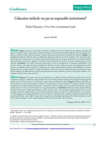 PDF (455.7 KB) - Pédagogie médicale