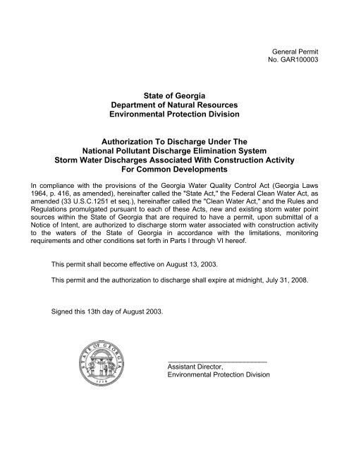 NPDES GAR 100003 Permit - Forsyth County Government