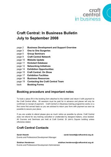 Craft Central: In Business Bulletin July to September 2008