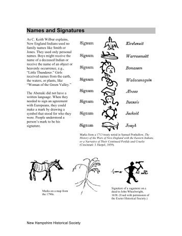 Abenaki Names and Signatures - New Hampshire Historical Society