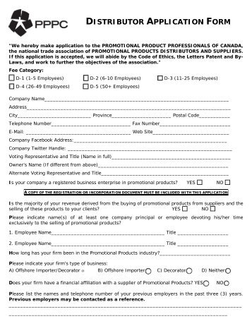 DISTRIBUTOR APPLICATION FORM - PPPC