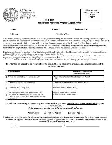 Download Appeal Form - SUNY Orange