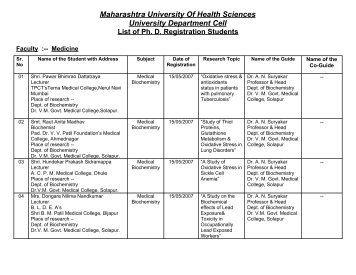 List of Ph. D. Registration Students - Maharashtra University of ...