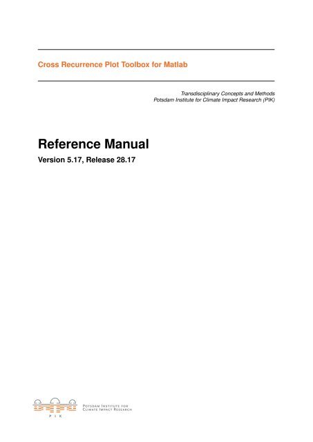 Toolbox Reference Manual - TOCSY - Toolbox for Complex Systems ...