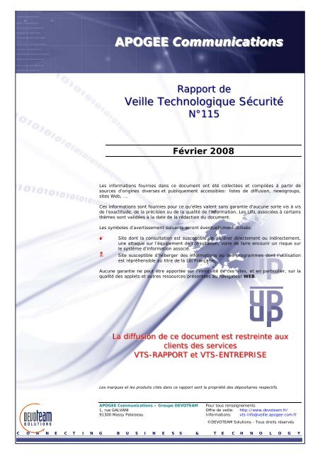 Veille Technologique SÃ©curitÃ© - cert devoteam