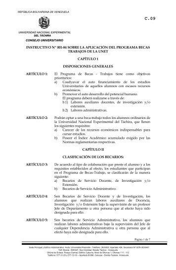 C-9 Instructivo para Programas Beca Trabajo UNET - SecretarÃ­a ...