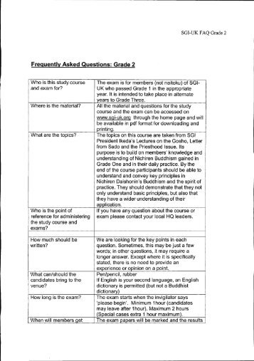 Frequently Asked Questions: Grade 2
