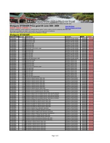 Stoeger Pricing - Auto Life Outdoors