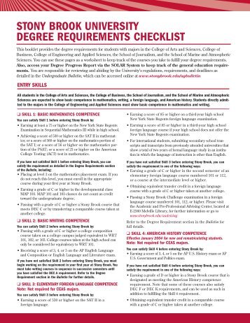 Degree Requirements Checklist - Student Affairs - Stony Brook ...