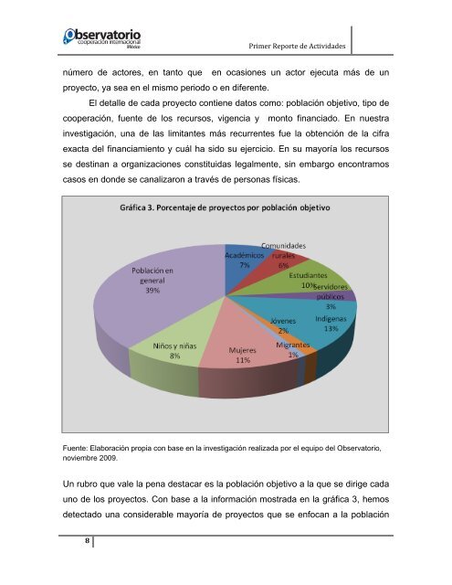 Primer Reporte de Actividades - Observatorio de la CooperaciÃ³n ...