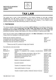 TAX LAW - Institute of Advanced Legal Studies