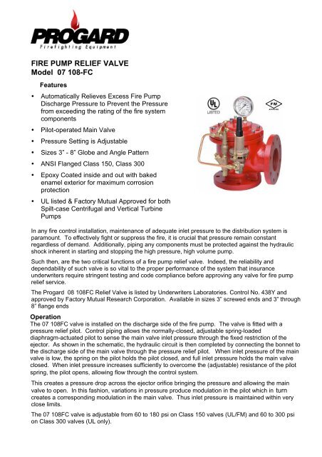 FIRE PUMP RELIEF VALVE Model 07 108-FC