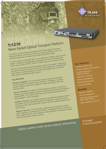 Multiservice Access node for E1, E3 and Carrier ... - Tejas Networks