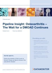 Pipeline Insight: Osteoarthritis â The Wait for a ... - Datamonitor