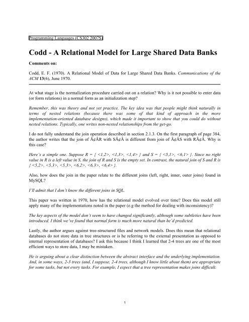 Codd - A Relational Model for Large Shared Data Banks