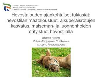 Hevostalouden tuet - ProAgria Oulu