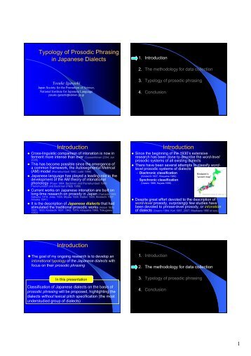 Typology of Prosodic Phrasing in Japanese Dialects ... - So-net