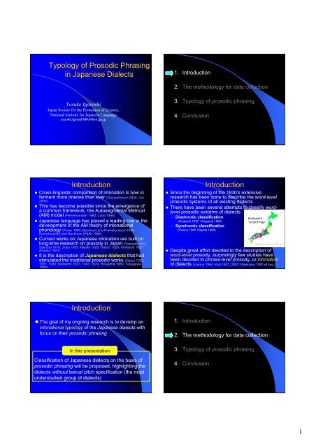 Typology of Prosodic Phrasing in Japanese Dialects ... - So-net