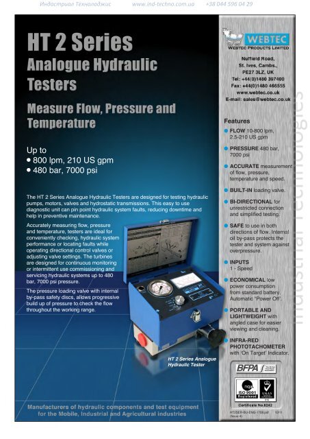 HT2 Series Analogue Hydraulic Testers Measure Flow, Pressure ...