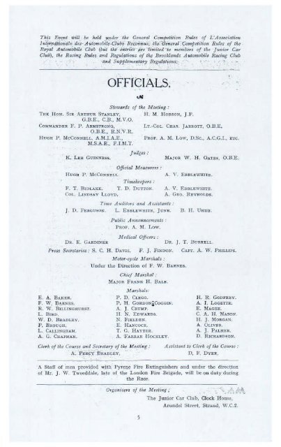 1927 Brooklands JCC 200 Miles Race Programme