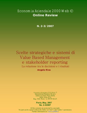 Scelte strategiche e sistemi di Value Based Management e ...